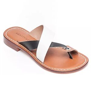 New Bernado White, Black, and Tan Tia Sandal Slide, Size 11!
